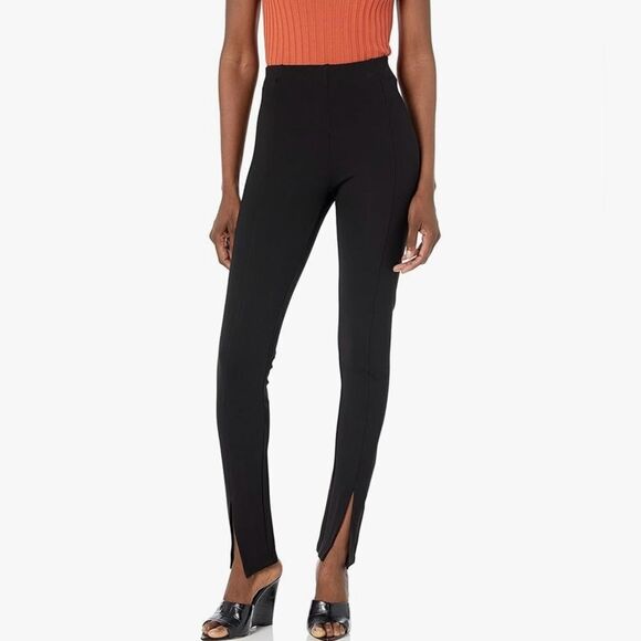 MONROW Women’s Heavy Stretch Slit Pants Black Size Small - Picture 1 of 14